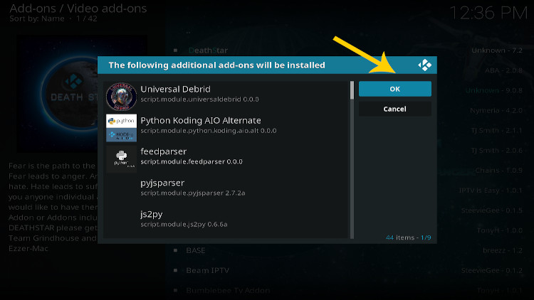 Death star kodi addon step 3