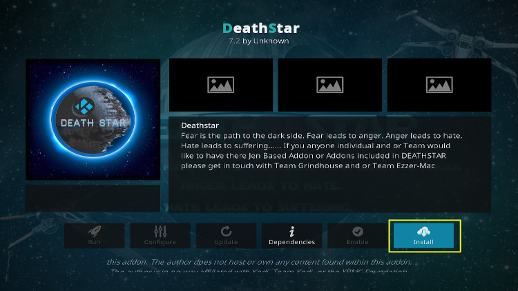 Death star kodi addon step 3