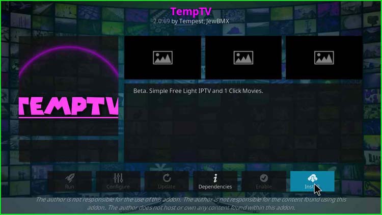 Install TempTV Kodi Addon