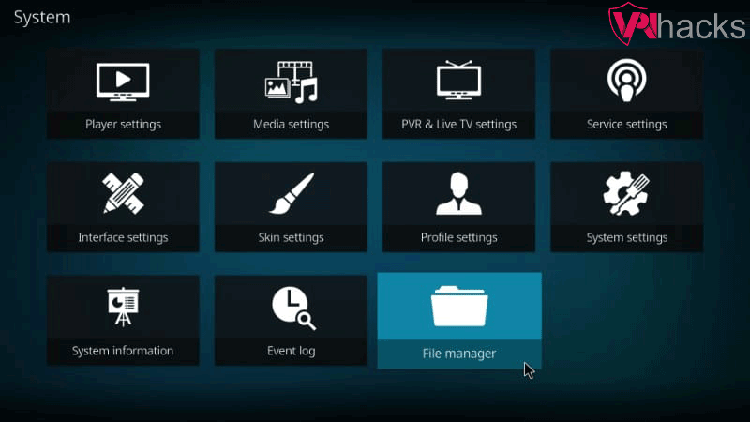 File manager in Kodi