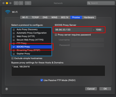 SOCKS5 Proxy Setup MAC Step 2