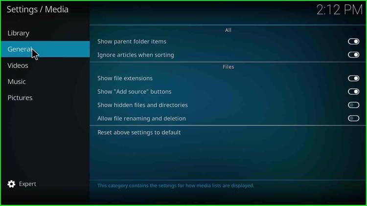 Kodi Show parent folder items