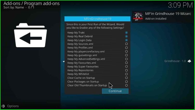 Program addons wizard