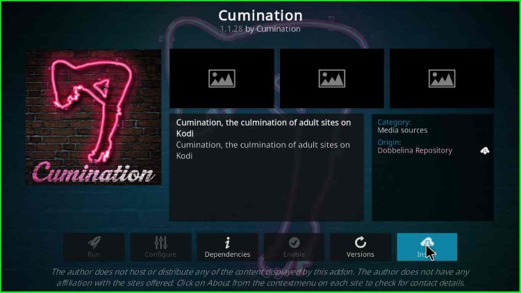 Install Cumination button