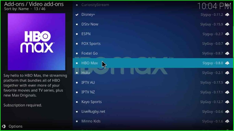 HBO Max Video add-on