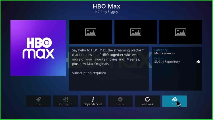 Install button HBO Max