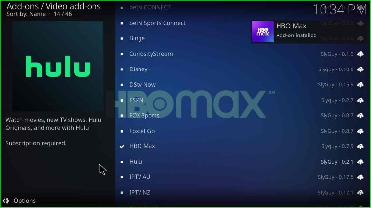 HBO Max Add-on Installed Message