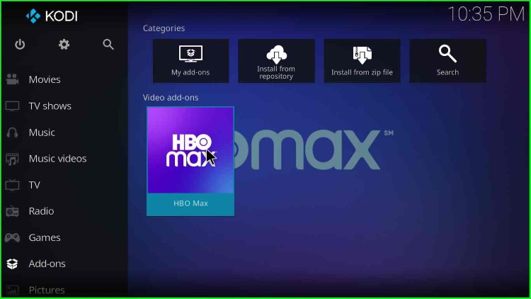 HBO Max Icon on Kodi