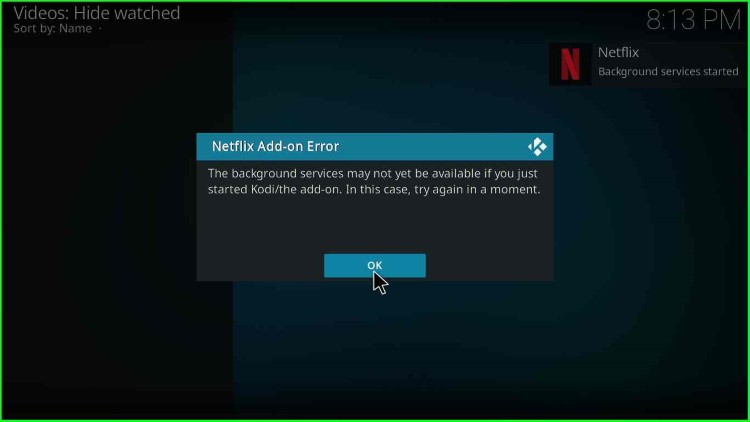 Netflix Add-on Error