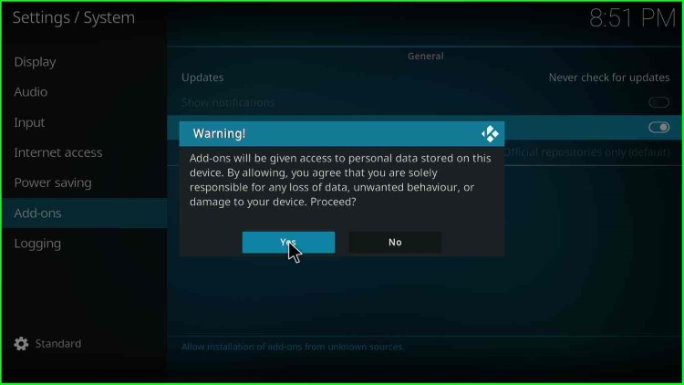 Kodi Warning