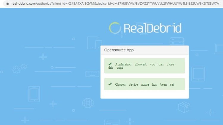 Application allowed on real debrid