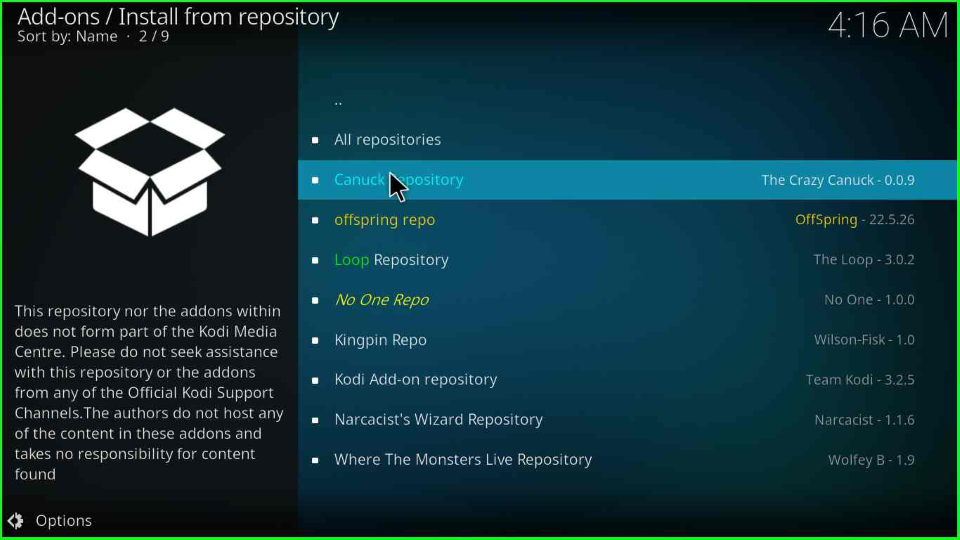 Click on Canuck Repository