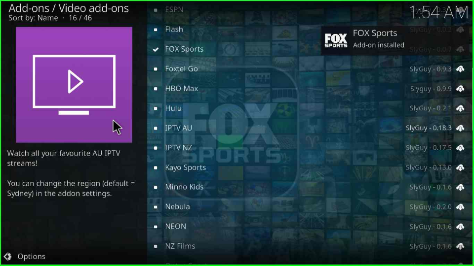 Wait for installation of fox sports addon