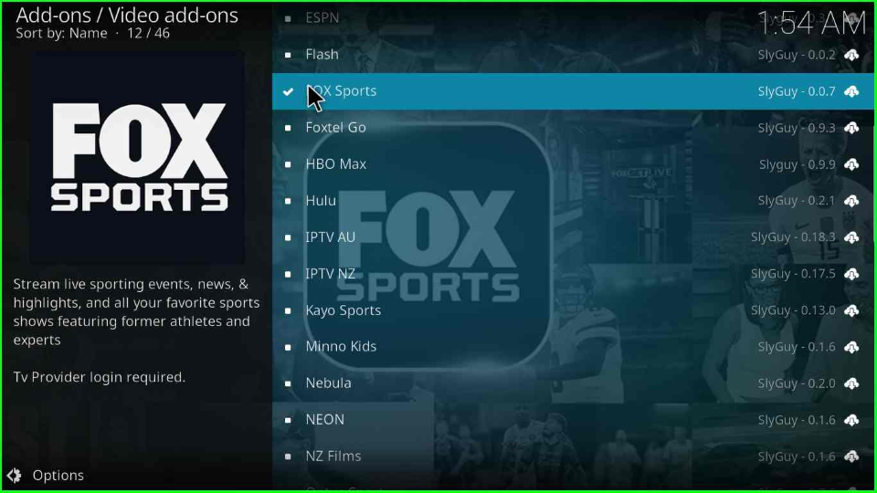 Select Fox Sports