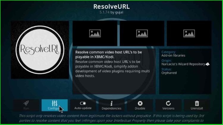 Configure Real Debrid Resolve URL Window