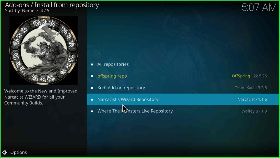 Select Narcacist Wizard repo