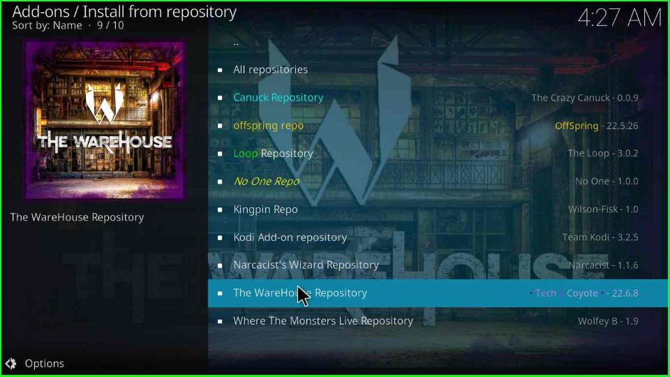 Select The WareHouse Repository