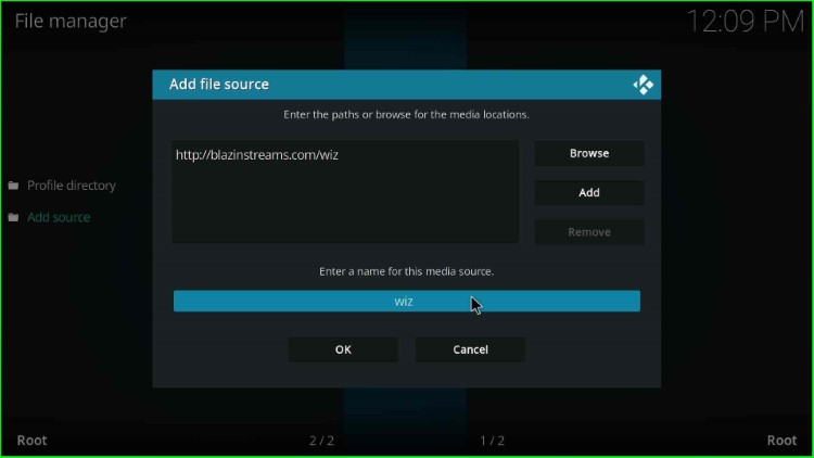 Change the source name wiz