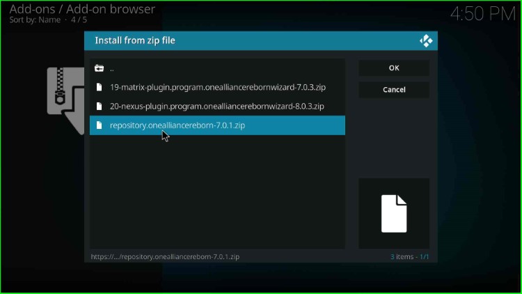 Choose OneAlliance Reborn repo zip file