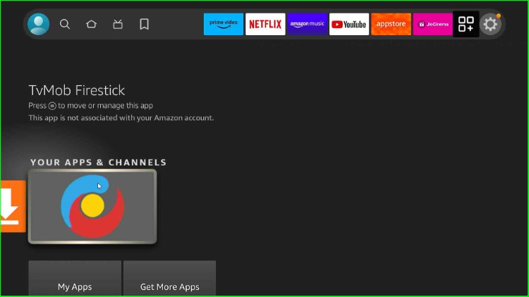 Redirect to Firestick home and find TVMob app