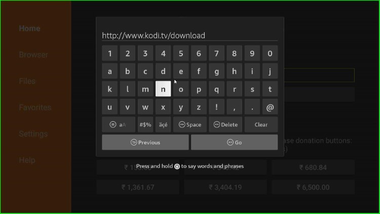 Write Kodi APK url