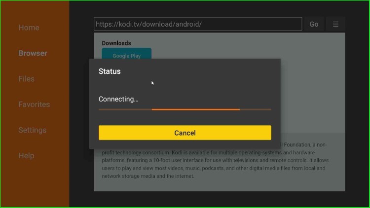 Wait for connecting with Kodi TV APK