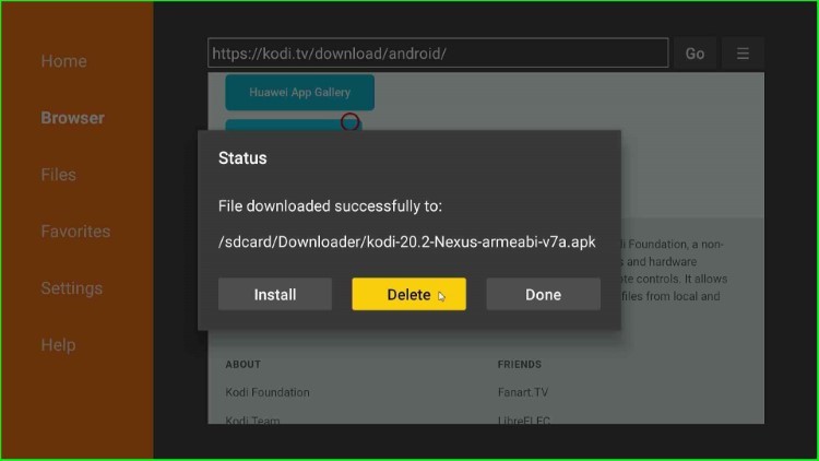 Delete the Kodi APK file