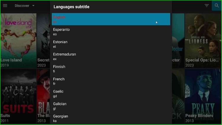 Choose English langauge