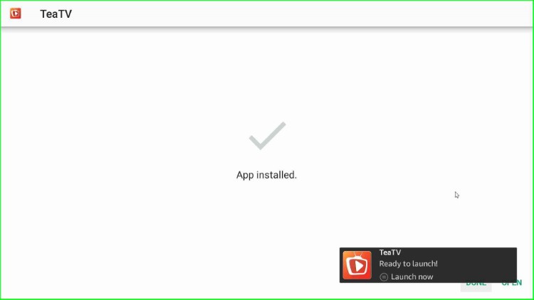 Wait for the TeaTV installation app