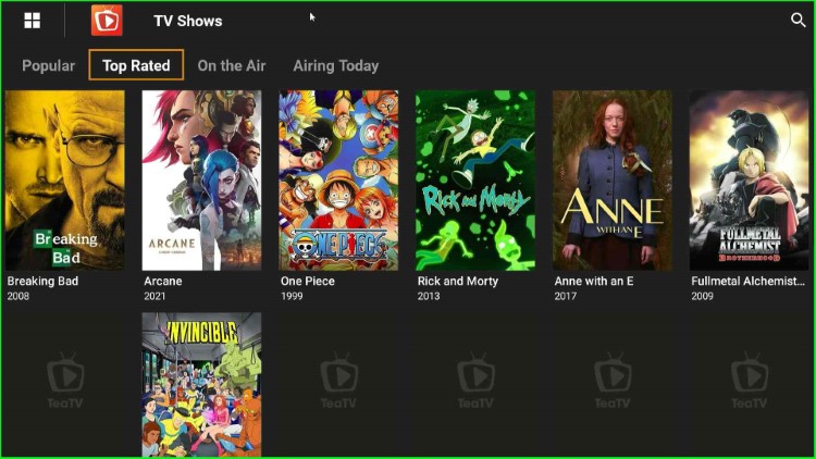 Choose your favorite shows on TeaTV app