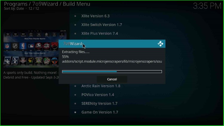 Game On Build starts extracting files