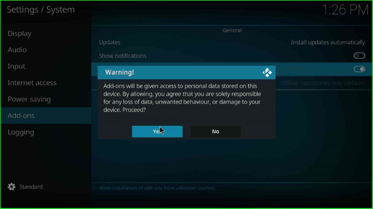 Click Yes to allow installation