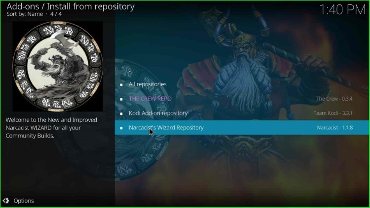 Choose Narcacist Wizard repository