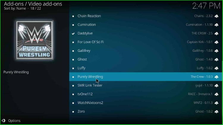 Select Purely Wrestling addon