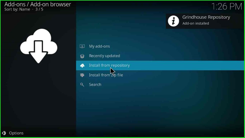 install from grindhouse repository kodi
