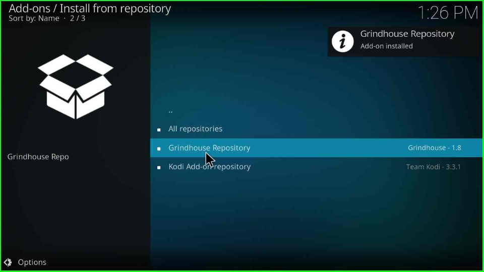grindhouse repository addon installed