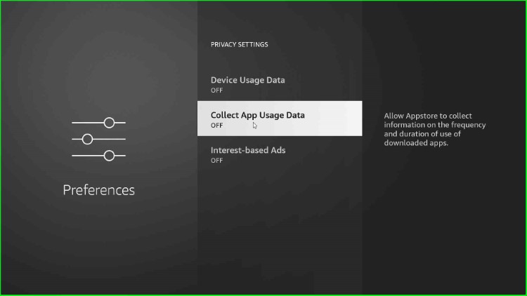 Now, turn off the Collect App Usage Data
