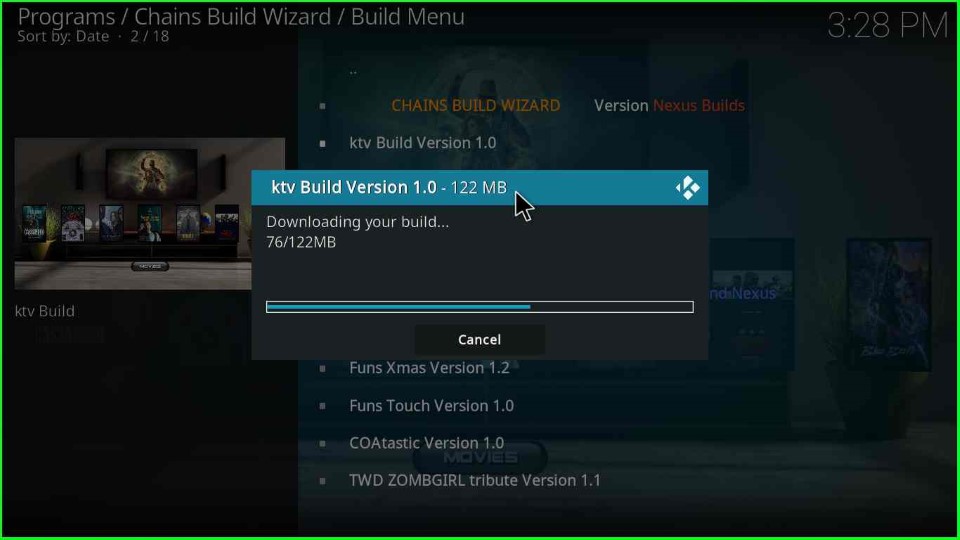 Wait for downloading of the KTV Build