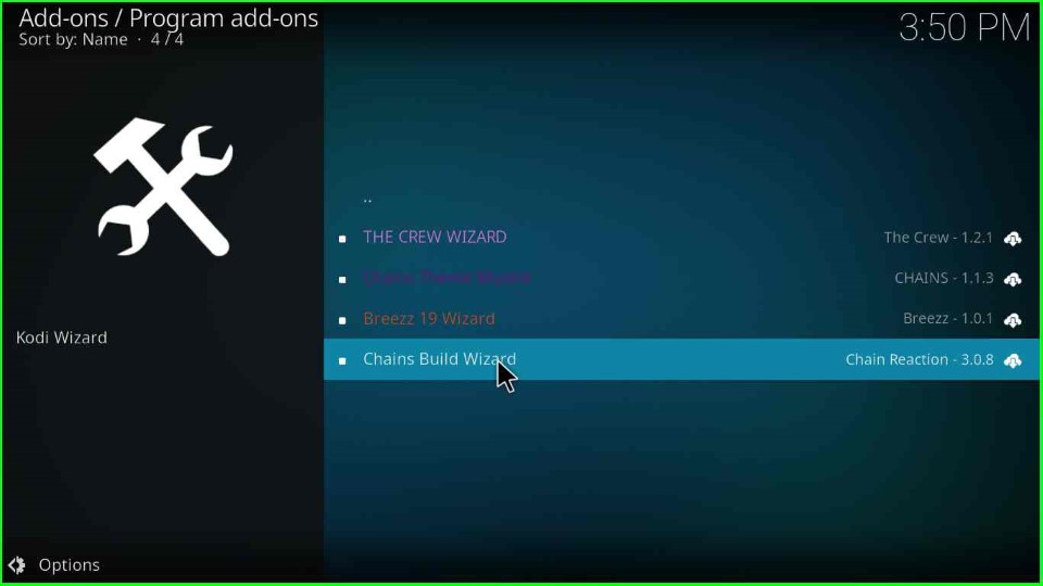 Choose Chains Build Wizard