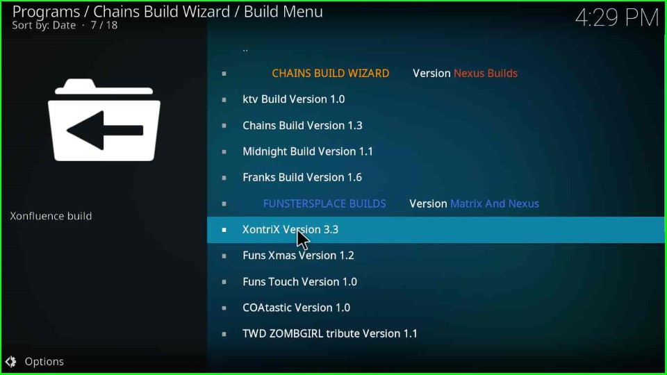 Choose the Xontrix Build version