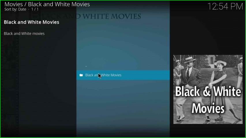 Choose Black and White Movies option
