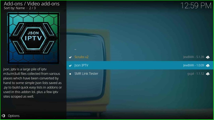 Open Json IPTV addon
