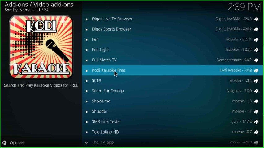 Select Kodi Karaoke Free