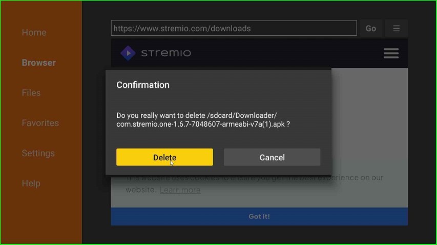 Again, tap on Delete key