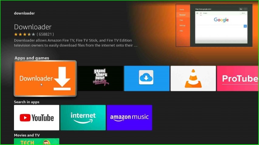 Click on Downloader app