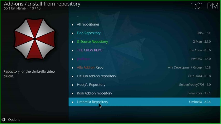Click on Umbrella Repository