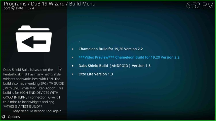DaB 19 Wizard contains various Builds