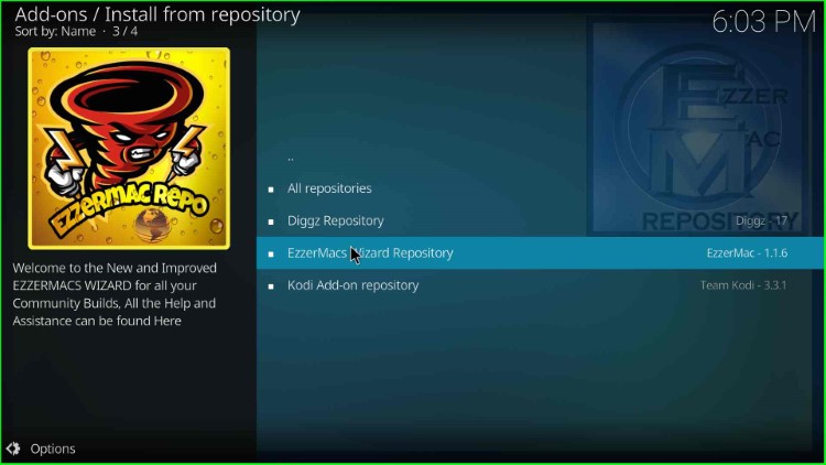 Click on EzzerMacs Wizard Repository