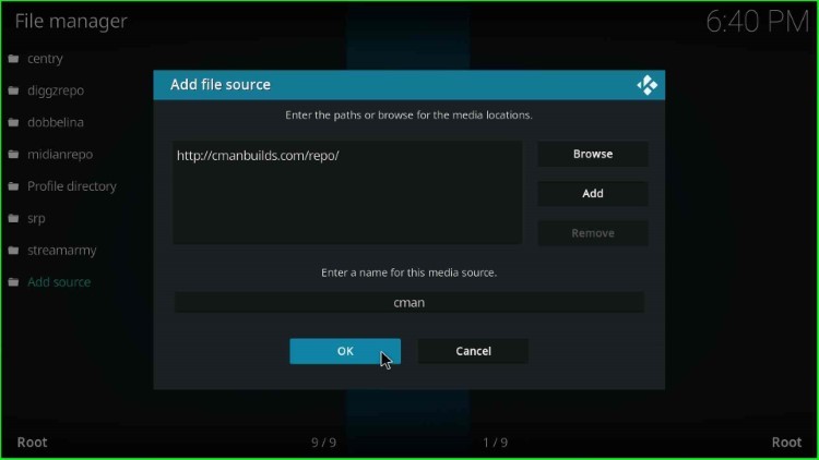 Press the OK key