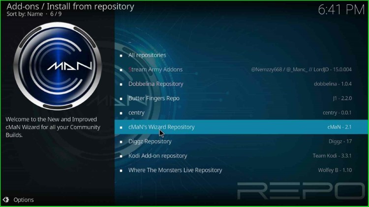 Select cMaN's Wizard Repository